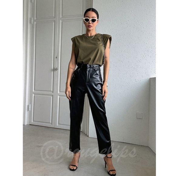 Cotton Padded Shoulders Army Green Muscle Tee Shirt Crew Neck - Picture 4 of 9